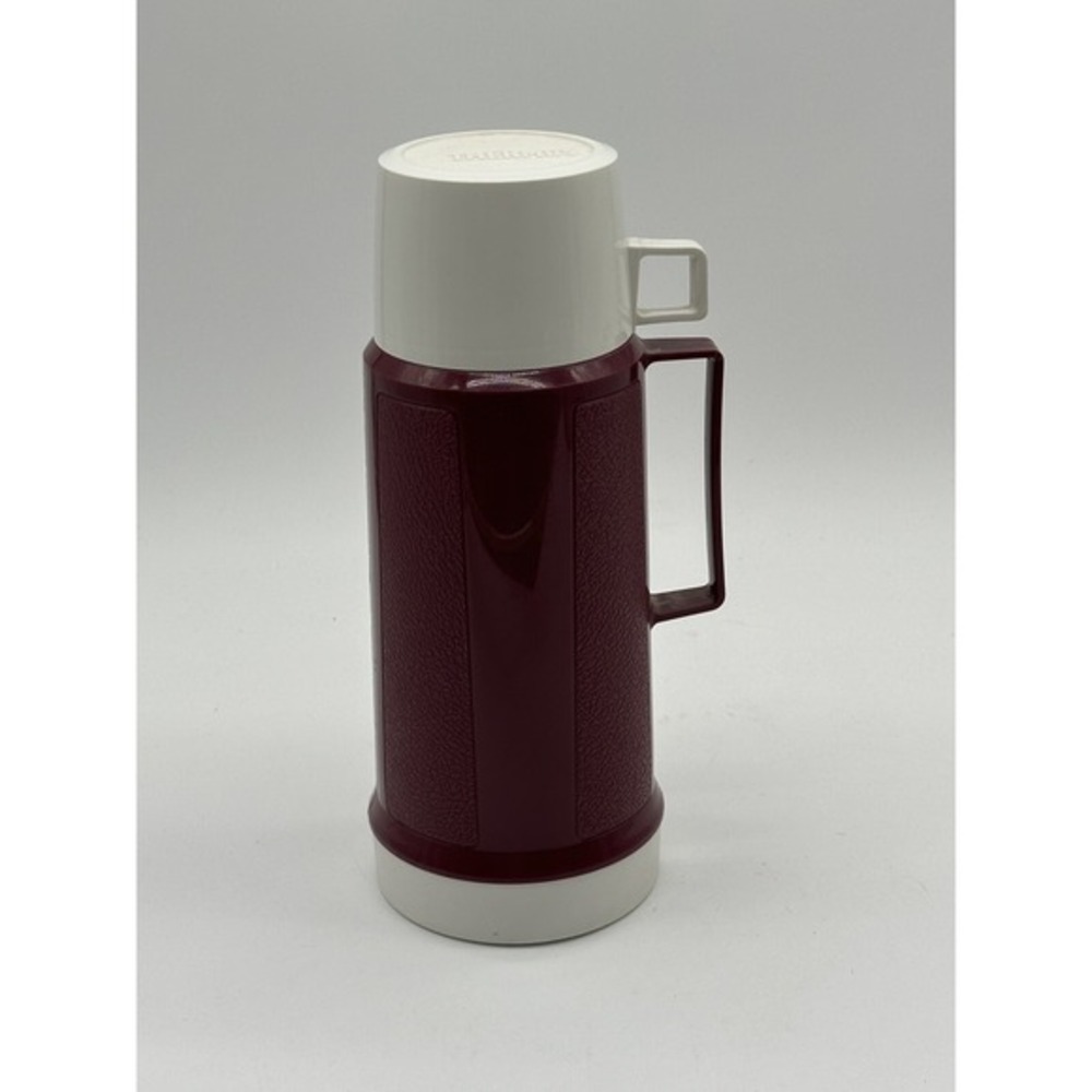 Vintage Thermos Burgundy M1L2M8 Made In Canada Narrow Neck Bottle 25F Filler